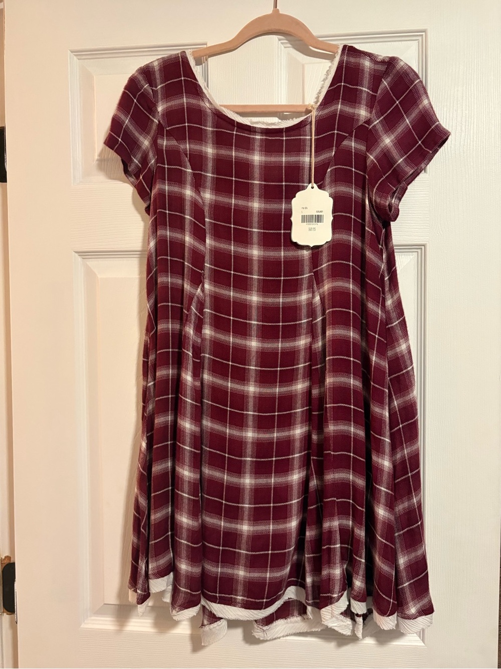 Altar'd State Burgundy and White Plaid Mini Dress